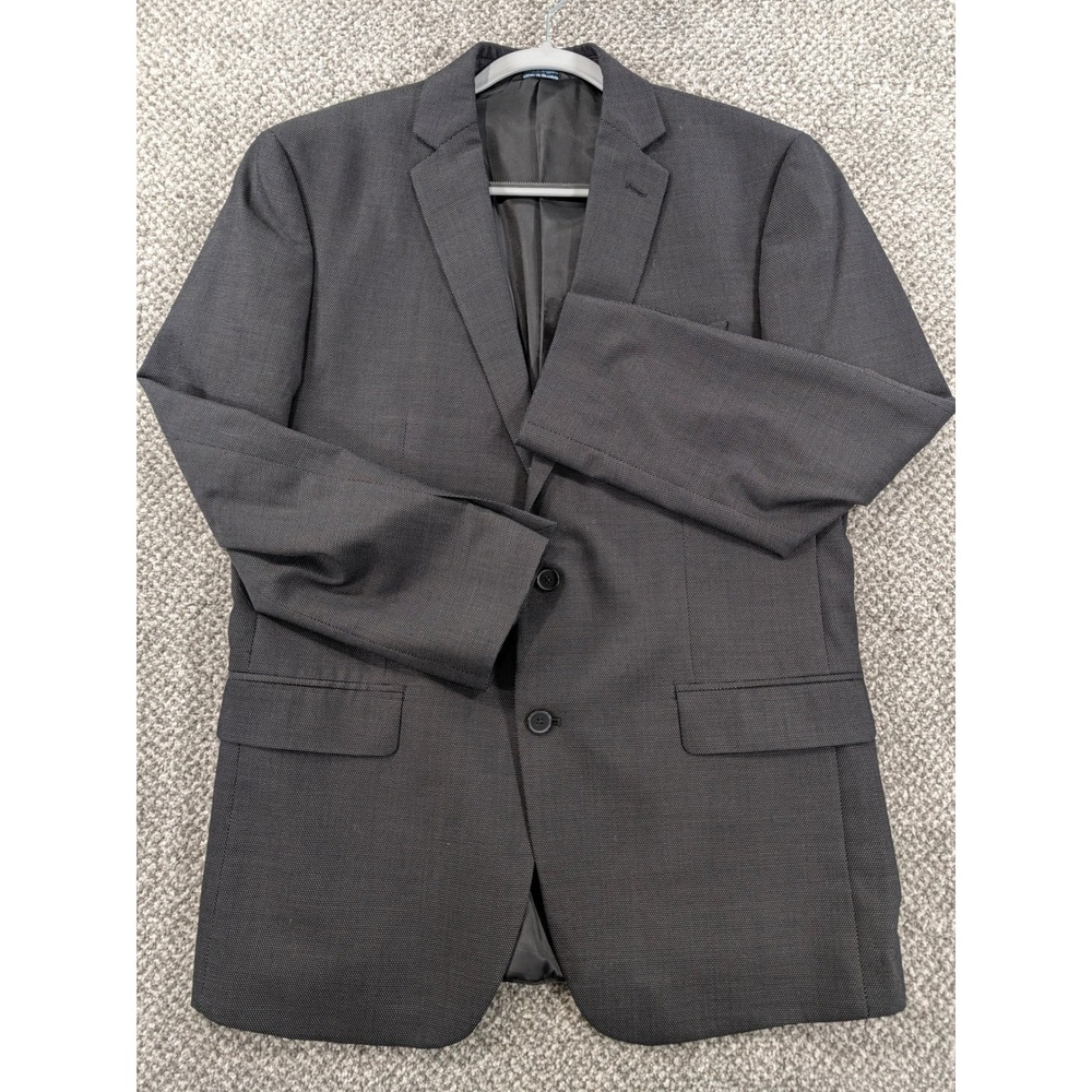 Marc Anthony Mens 42R Wool Silk Blend Birdseye Blazer Suit Jacket Charcoal Gray